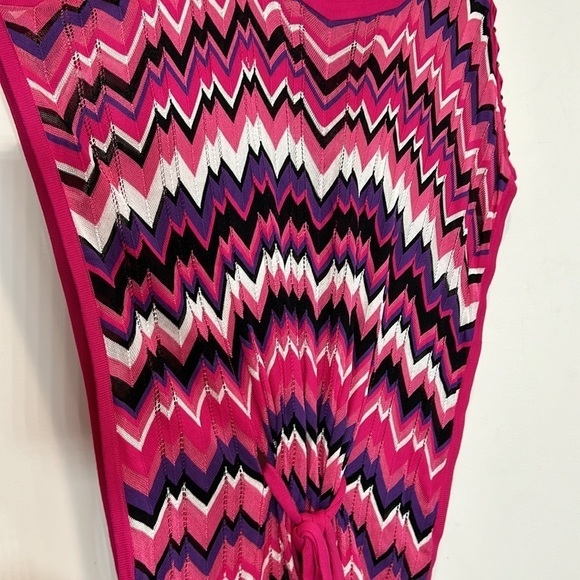 Vintage Cache pink purple zig zag knit short sleeve blouse poncho belted top Med - Picture 3 of 9